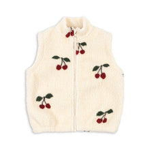 Load image into Gallery viewer, Cream-colored vest with cherry embroidery on a white background