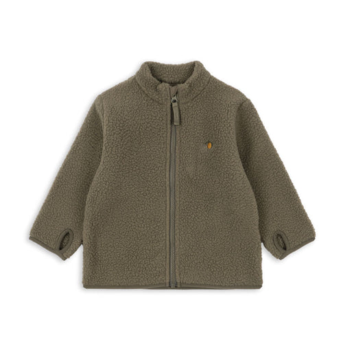 Green fleece jacket on a white background