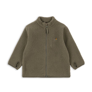 Green fleece jacket on a white background