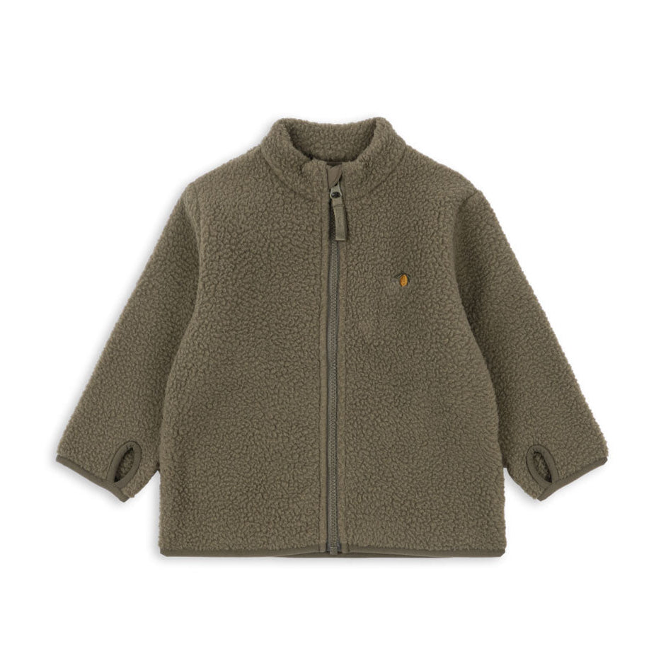 Green fleece jacket on a white background