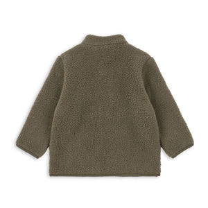 Green fleece jacket on a white background