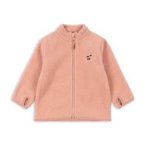 Pink fleece jacket on a white background