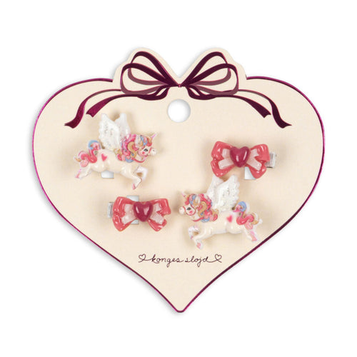 4 pack unicorn bow hair clip - multi