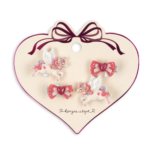 Set of hair clips with bows on a heart-shaped display card