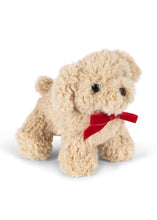 Load image into Gallery viewer, Beige stuffed dog toy with a red bow tie on a white background