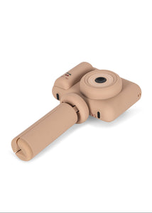 Beige handheld vacuum cleaner on a white background