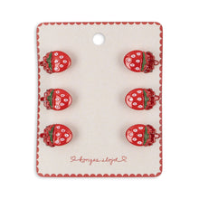 將圖片載入圖庫檢視器 Set of earrings on a branded card with a strawberry design.