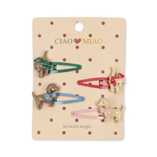 Load image into Gallery viewer, Set of colorful hair clips on a &#39;CIAO MIAO&#39; branded card