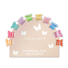 Load image into Gallery viewer, Set of 10 colorful mini butterfly hair claws by Konges Sløjd, attached to a headband, perfect for children's hair accessories.