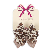 Load image into Gallery viewer, 4 pack bow hair elastic - leo/rose