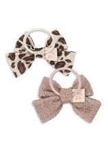 Load image into Gallery viewer, 4 pack bow hair elastic - leo/rose