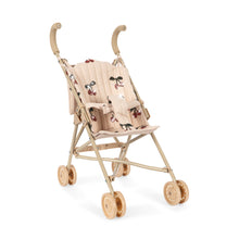 將圖片載入圖庫檢視器 Miniature wooden stroller with a patterned canopy on a white background