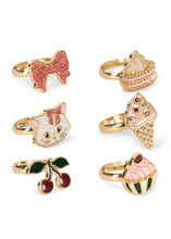 Load image into Gallery viewer, kitty sweets ring set 6 pcs - gold