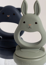 Load image into Gallery viewer, Konges Sløjd black silicone fruit feeding pacifier in dinnerware style, designed for safe and easy feeding for babies.