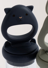 Load image into Gallery viewer, Konges Sløjd silicone fruit feeding pacifier in onyx, part of dinnerware set, showing smooth black silicone and pacifier design
