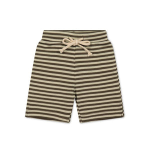 Pima Cotton Marley Short - Narrow Stripe Brownie/Biscuit