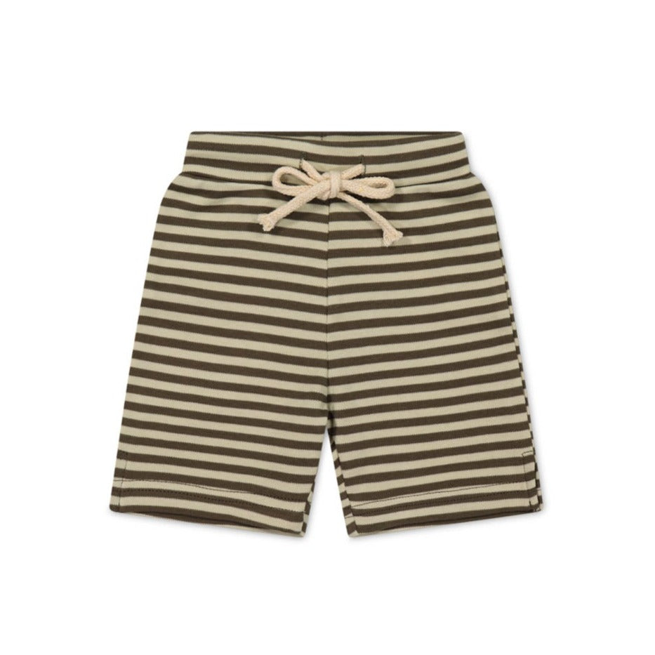 Pima Cotton Marley Short - Narrow Stripe Brownie/Biscuit