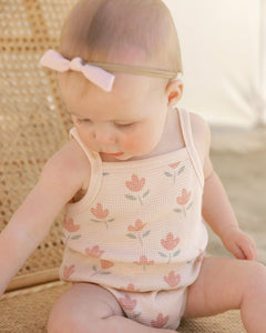Waffle Cinch Romper || Tulips