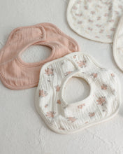Load image into Gallery viewer, Quincy Mae flower bib pack featuring garden rose and melon designs, soft fabric bibs ideal for babies.
