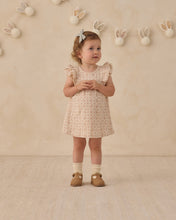 Load image into Gallery viewer, Quincy Mae Flutter Dress with strawberries print, lightweight cotton, sleeveless design, perfect for warm weather, front view.