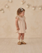 Load image into Gallery viewer, Quincy Mae Flutter Dress with strawberries pattern, lightweight fabric, and ruffle details, perfect for warm weather wear.