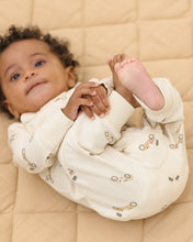 Load image into Gallery viewer, Quincy Mae zip long-sleeve sleeper in race car print, soft sleepsuit for babies, featuring a front zipper and comfortable design.