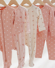 Load image into Gallery viewer, Quincy Mae bamboo zip footie sleepsuit with swan print, soft and cozy for babies, in a natural and comfortable design.