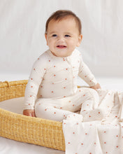 Load image into Gallery viewer, Quincy Mae bamboo zip footie sleepsuit for babies, featuring a cozy design and Valentine's Day theme with soft fabric.