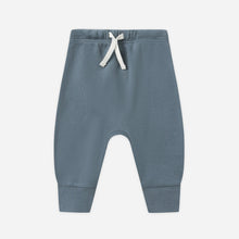 將圖片載入圖庫檢視器 Blue baby pants with a white drawstring on a light gray background