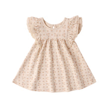 Load image into Gallery viewer, Quincy Mae Flutter Dress in Strawberries, soft fabric dress with strawberry print, featuring flutter sleeves and a comfortable fit.