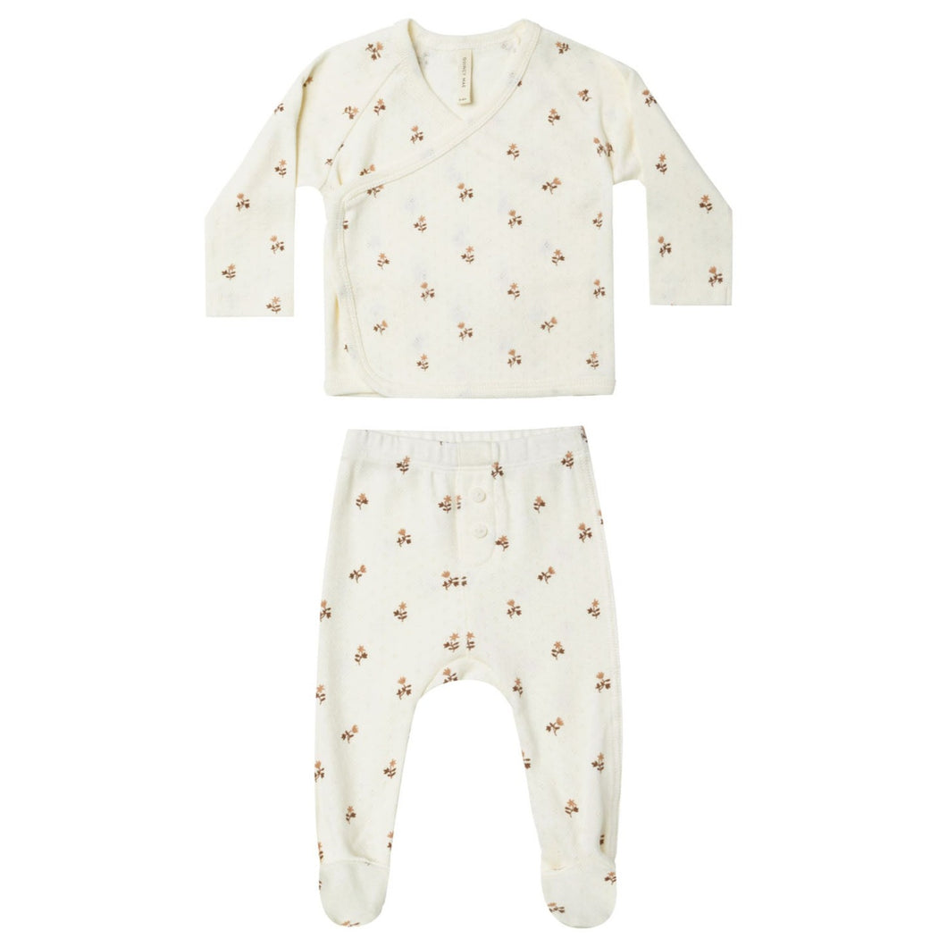 Wrap Top + Footed Pant Set || Rose Fleur