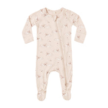 Load image into Gallery viewer, Baby onesie with floral pattern on a white background