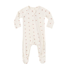 Load image into Gallery viewer, Natural bamboo zip footie sleepsuit for babies by Quincy Mae, featuring a soft, comfortable design in a palm print pattern.