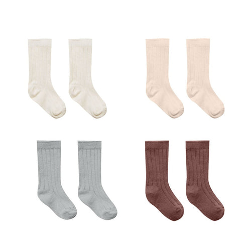 Socks, Set Of 4 || Ivory, Shell, Dusty Blue, Plum