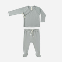 Load image into Gallery viewer, Gray baby outfit with long-sleeve top and pants on a white background