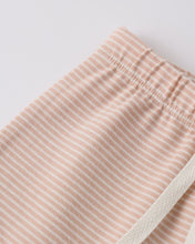 Load image into Gallery viewer, Quincy Mae melon micro stripe wrap top with matching footed pant set, soft and comfortable baby clothing outfit.