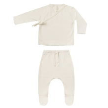Load image into Gallery viewer, Wrap Top + Footed Pant Set || Ivory