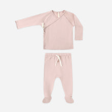 Load image into Gallery viewer, Pink baby outfit with top and pants on a white background
