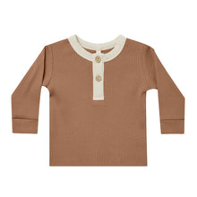 將圖片載入圖庫檢視器 Ribbed Long Sleeve Henley || Cinnamon