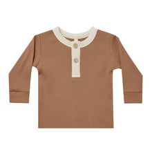 Load image into Gallery viewer, Ribbed Long Sleeve Henley || Cinnamon