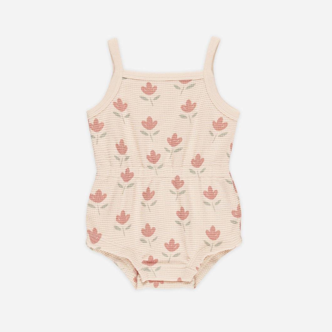 Waffle Cinch Romper || Tulips