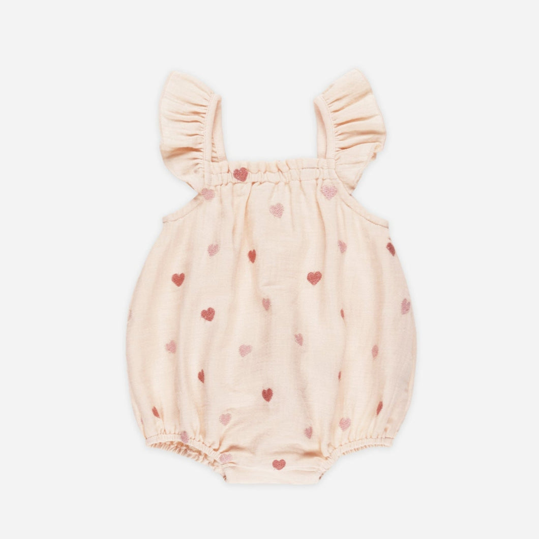 Bonnie Romper || Heart Embroidery