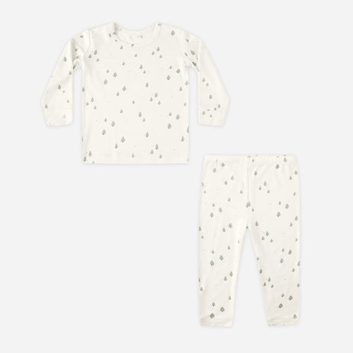 Baby outfit set with long-sleeve top and pants on a white background