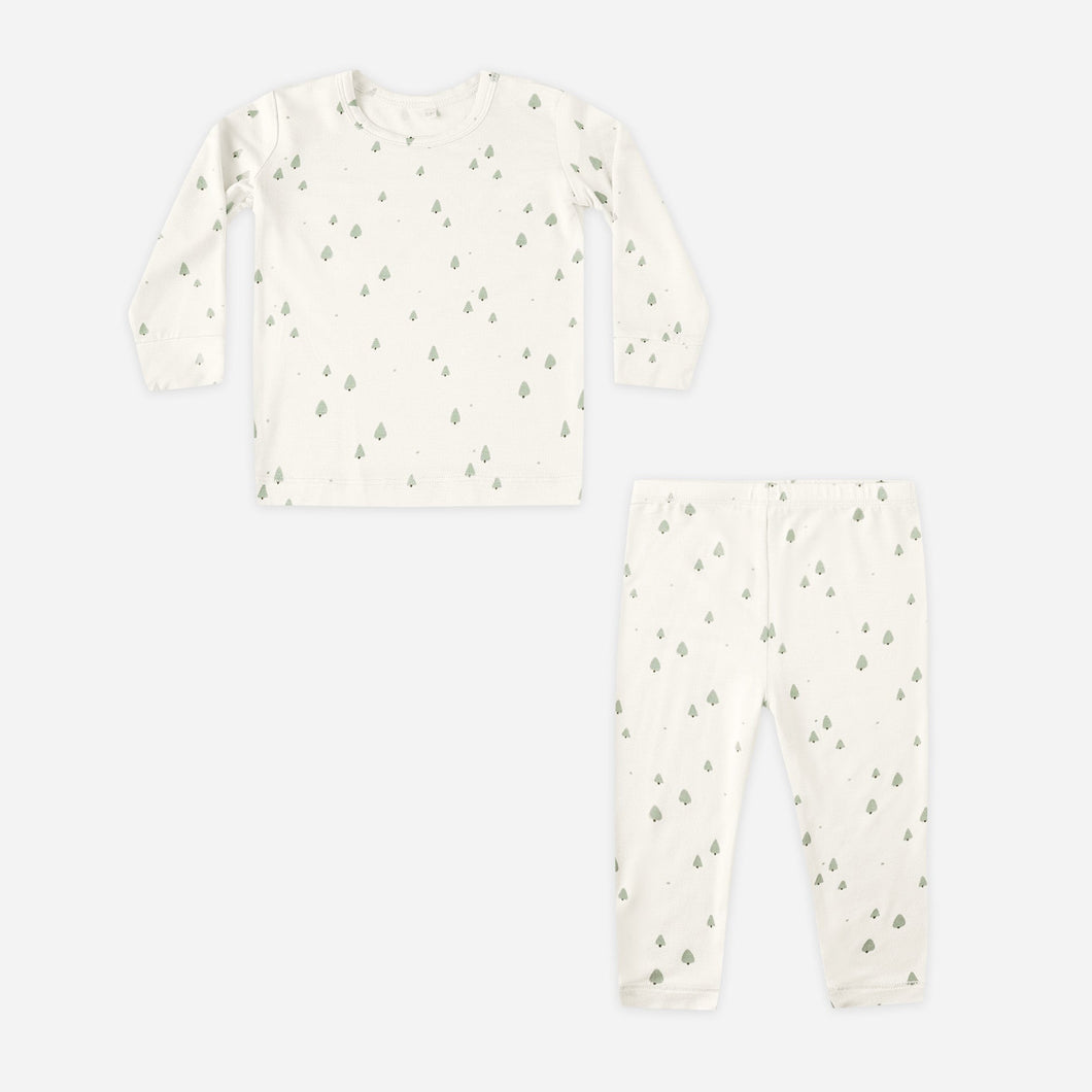 Baby outfit set with long-sleeve top and pants on a white background