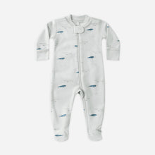 Load image into Gallery viewer, Baby onesie with fish pattern on a white background