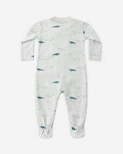 Load image into Gallery viewer, Baby onesie with fish pattern on a white background