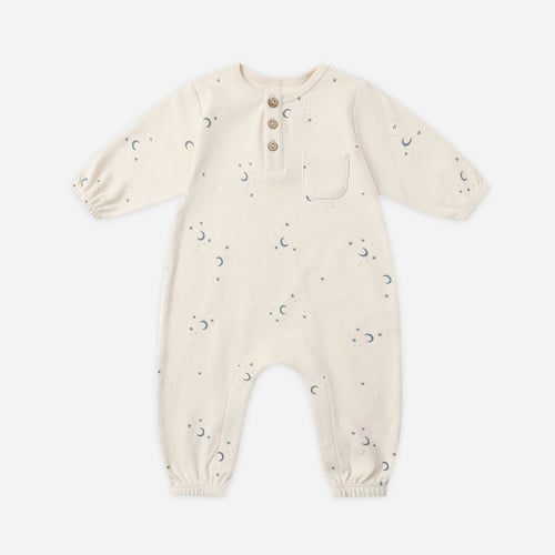 Baby onesie with star pattern on a white background