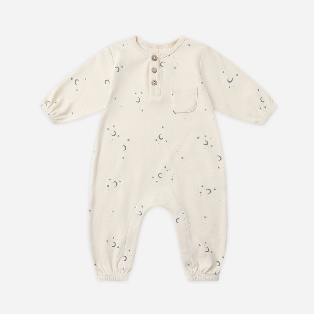 Baby onesie with star pattern on a white background
