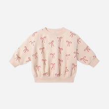 Load image into Gallery viewer, Pink sweatshirt with bow pattern on a white background