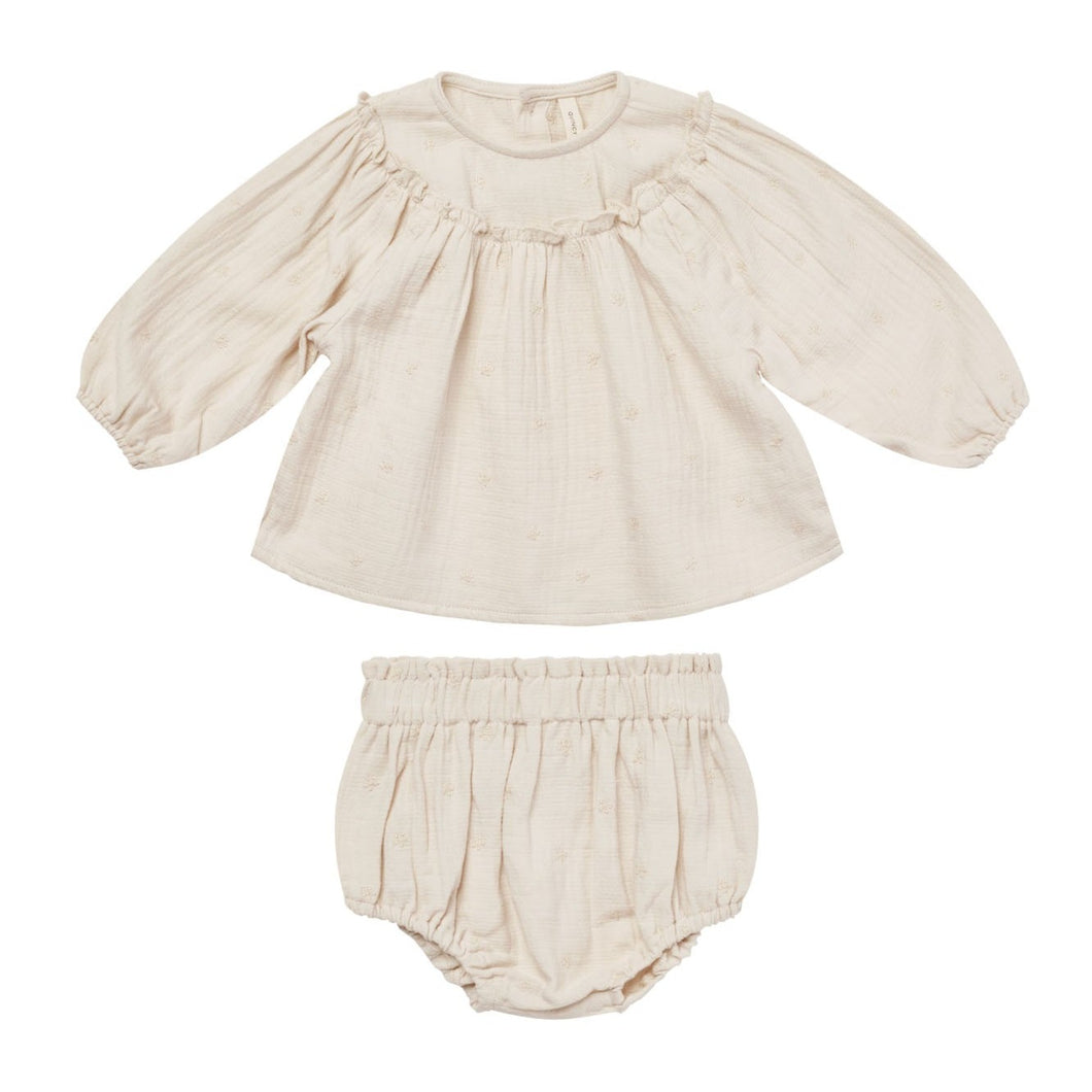 Balloon Sleeve Blouse + Bloomer Set | Daisy Embroidery